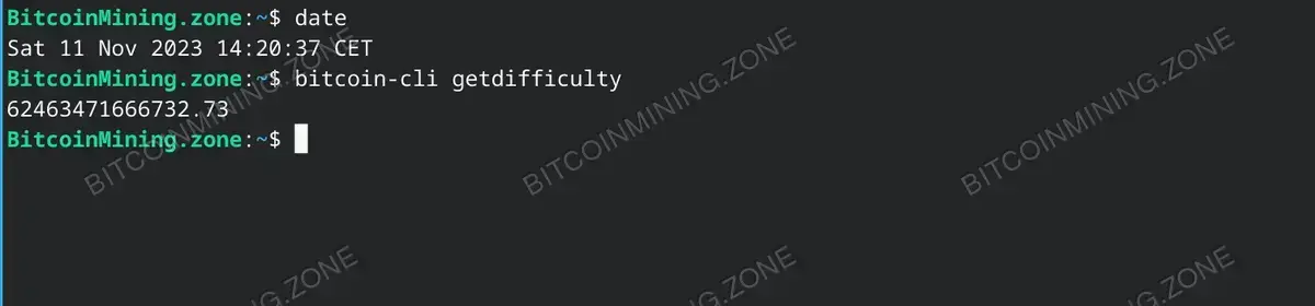 Get a current difficulty level from a bitcoin node